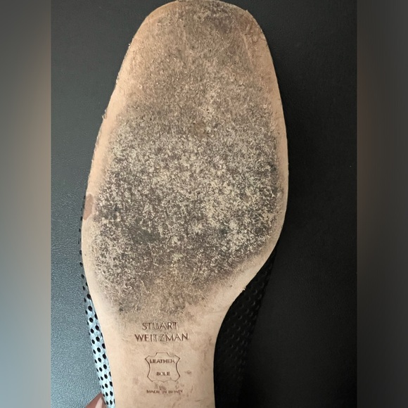 Stuart Weitzman Black  Patent Leather Low Heels Flat Mesh Silver  Buckle Size 5 - Picture 9 of 10